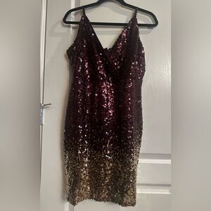 Sequin Dress in Burgundy and Gold